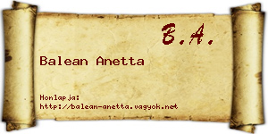 Balean Anetta névjegykártya
